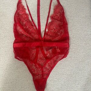 Victoria’s Secret Red Lace Teddy Bodysuit